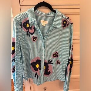 Anthropologie long sleeve embroidered shirt